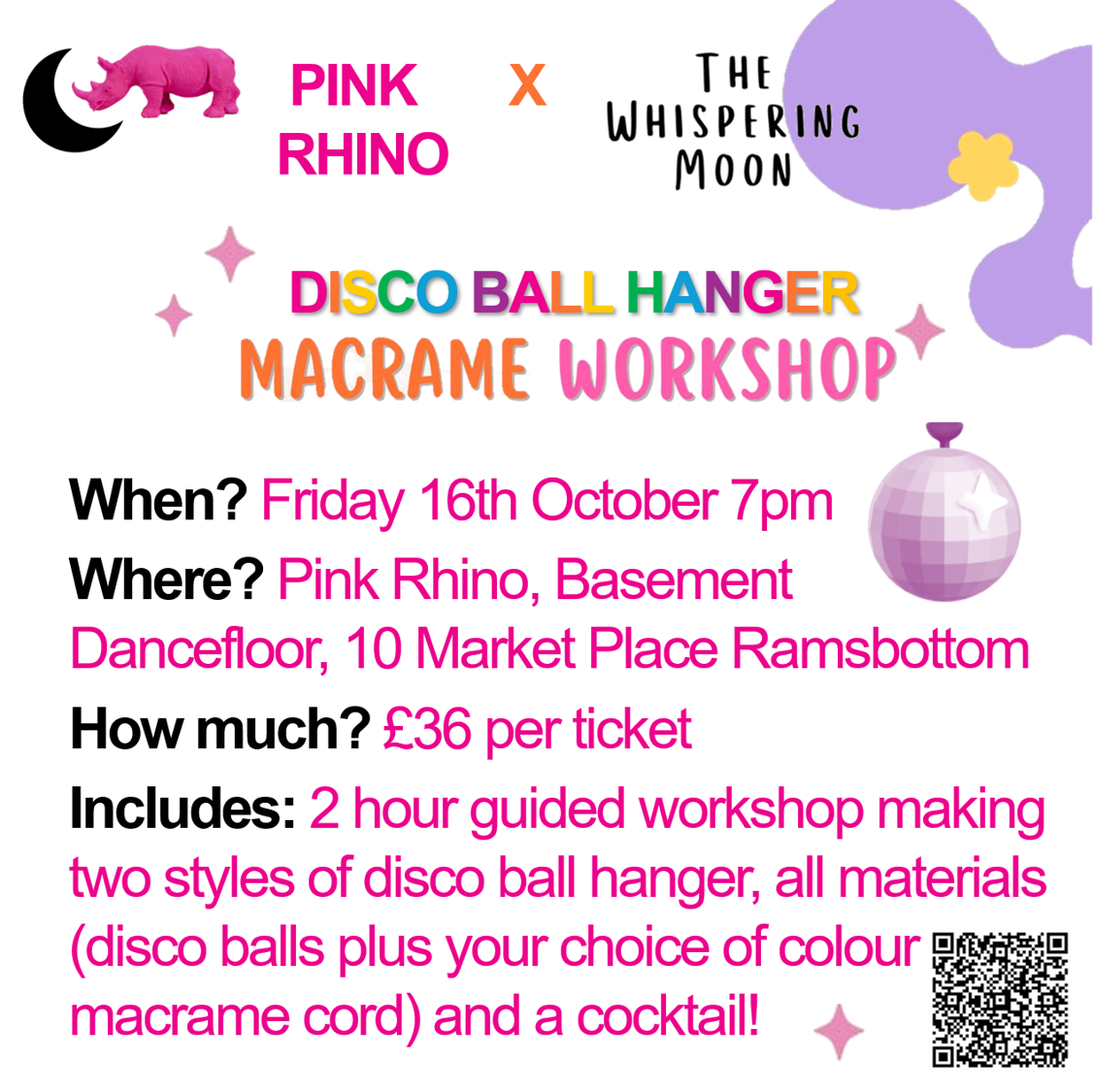 Disco Ball Hanger Macrame Workshop 16th October 2026