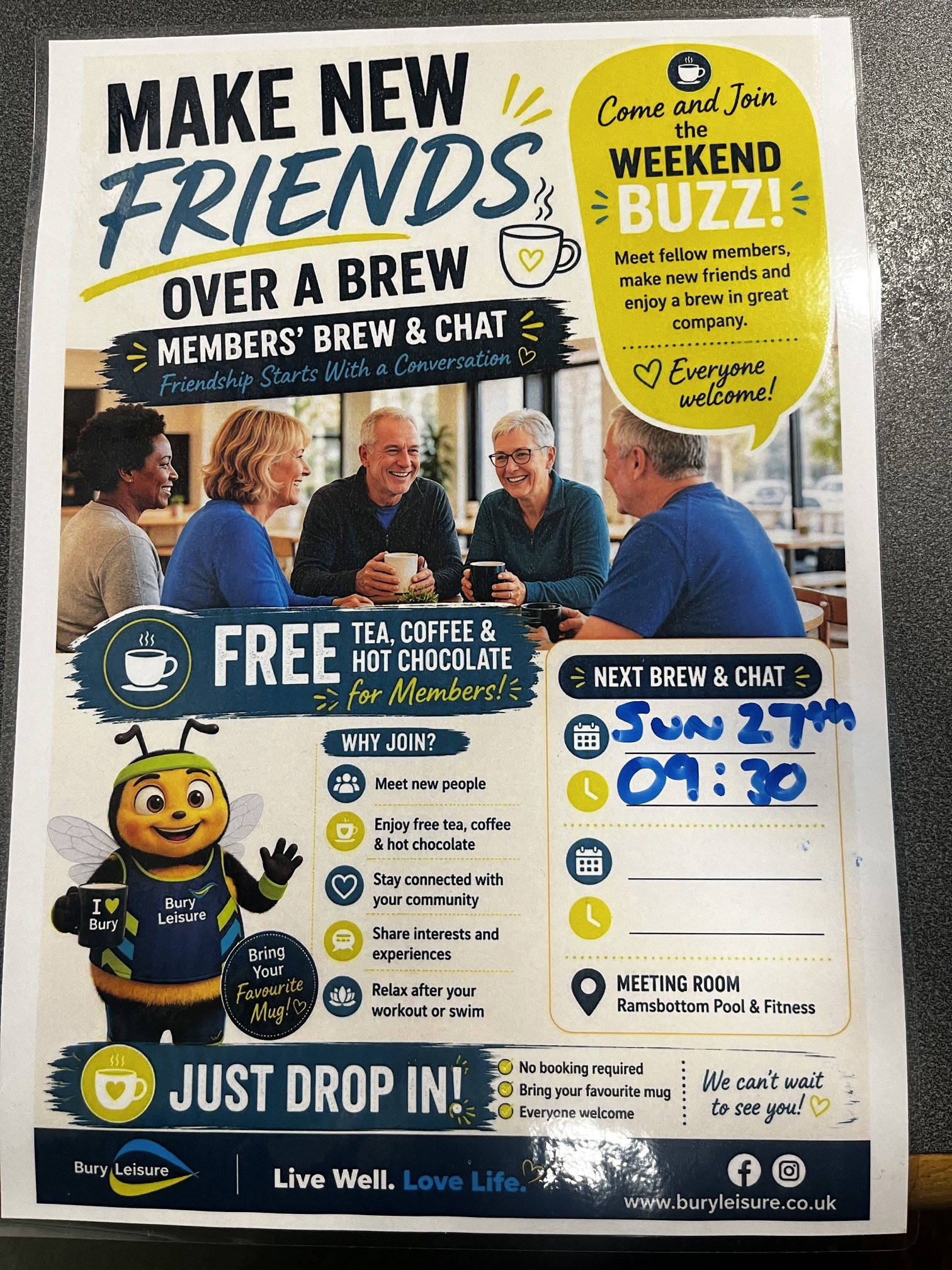 Make new friends over a brew, Ramsbottom Swimming Baths 270926