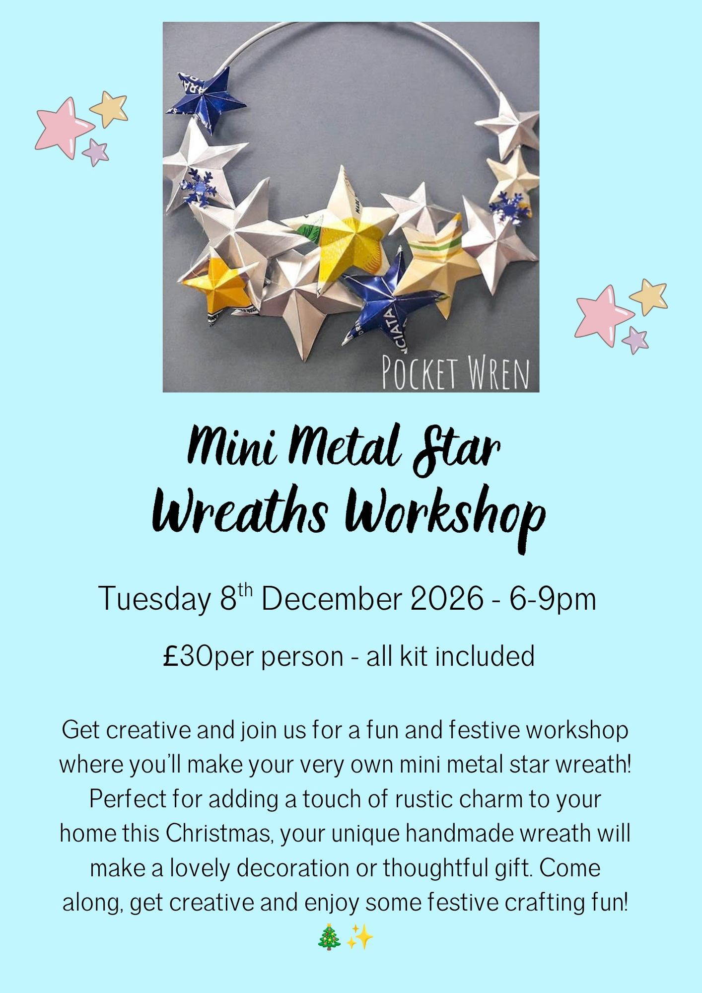 Mini Metal Star Wreaths Workshop 8th December 2026