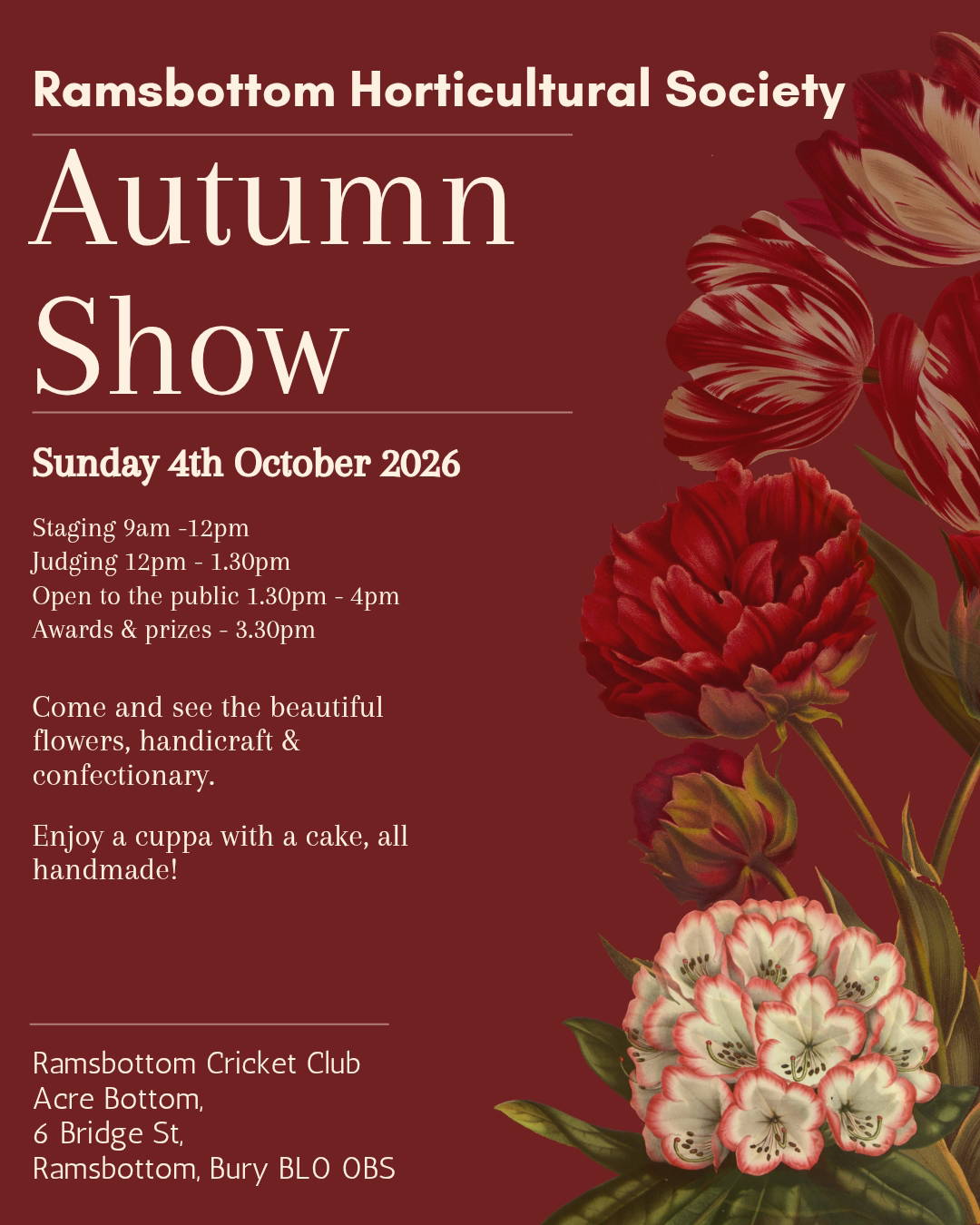 Ramsbottom Horticultural Society Autumn Show 4th October 2026