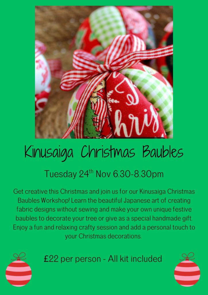Kinusaiga Christmas Bauble Workshop at Clark Crafts
