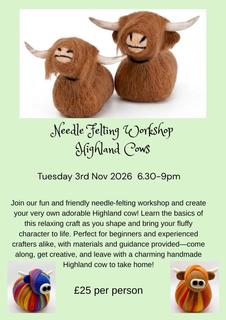 Needle Felting Highland Cows 3rd November 2026